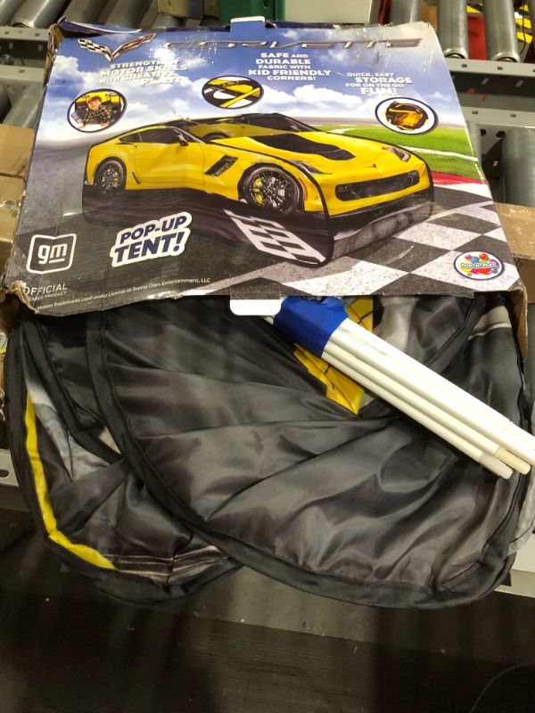 Photo 3 of **MAY BE MISSING PARTS**
Sunny Days Entertainment Chevy Corvette Pop Up Tent | Large Sports Car Play Tent for Kids, Yellow