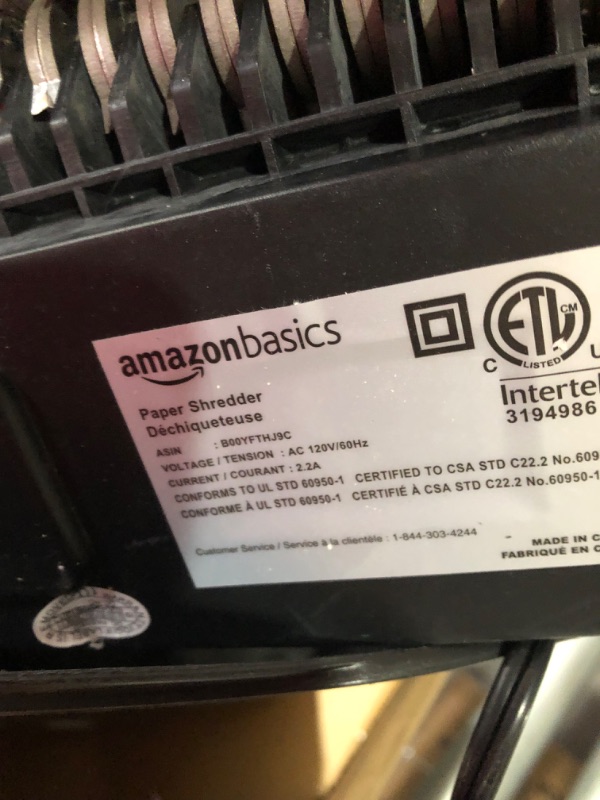 Photo 4 of **PLEASE READ NOTES**
Amazon Basics 8 Sheet Cross Cut Paper and Credit Card Shredder with 4.1 Gallon Bin, Black