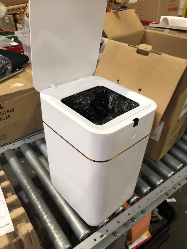 Photo 2 of Airdeer Automatic Trash Can, 4 Gallon Self Sealing and Self-Changing Smart Trash Can, 6 Refill Bag Rings(Golden line)