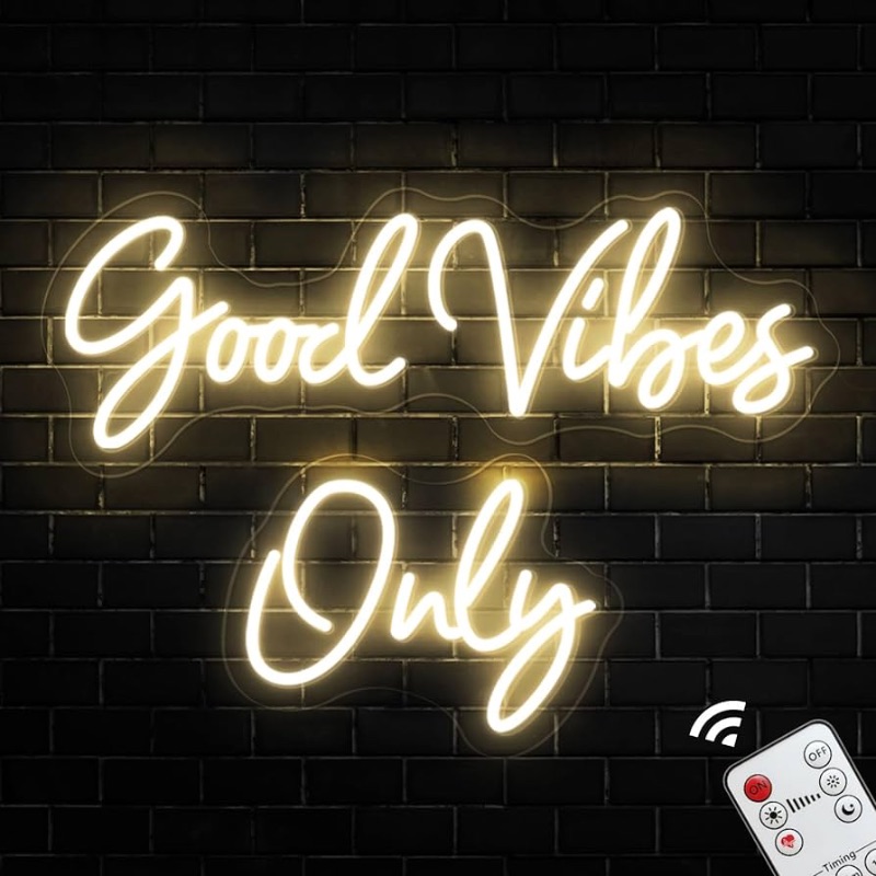 Photo 1 of **MISSING REMOTE**
24 Inch Good Vibes Only Neon Sign for Wall Decor, Remote Timing Control LED Good Vibes Only Sign Light 