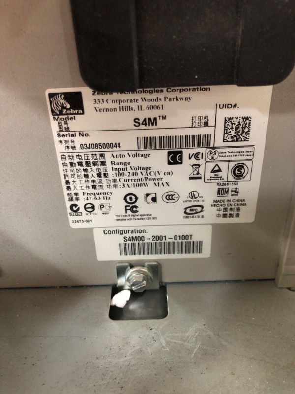 Photo 8 of ***USED*MISSING POWERCORD AND INSTRUCTIONS***
S4m direct thermal-thermal transfer bar code printer (203 dpi, zpl, 4mb flash, power cord with us plug, serial, parallel and usb interfaces)