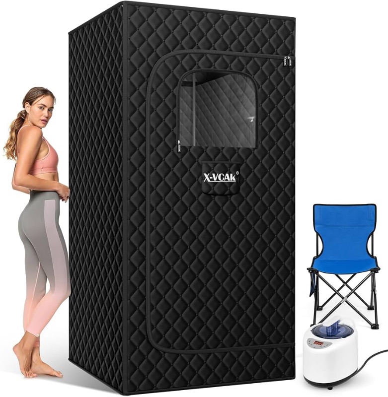 Photo 1 of **UNABLE TO TEST**
X-Vcak Portable Steam Sauna, Portable Sauna for Home Black, 2.6’ x 2.6’ x 5.9’