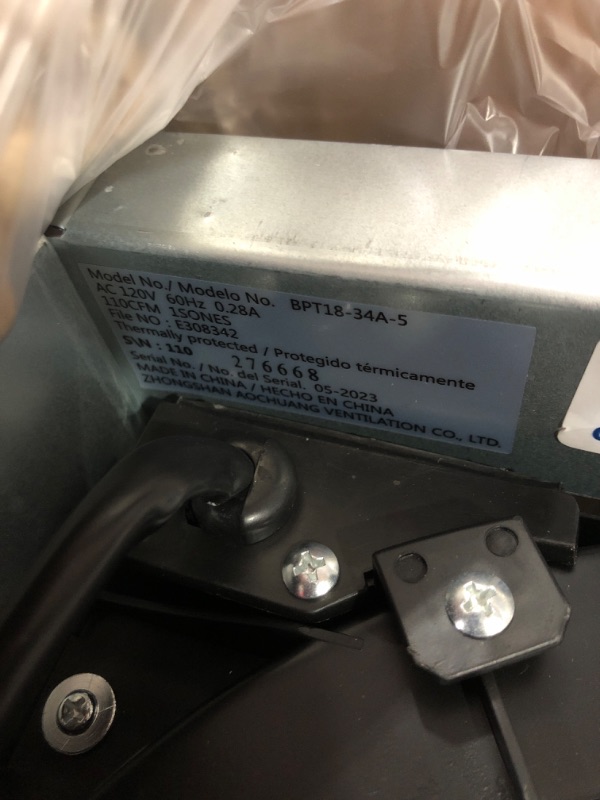 Photo 3 of **UNABLE TO TEST**
110 CFM Ceiling Mount Roomside Installation Quick Connect Bathroom Exhaust Fan