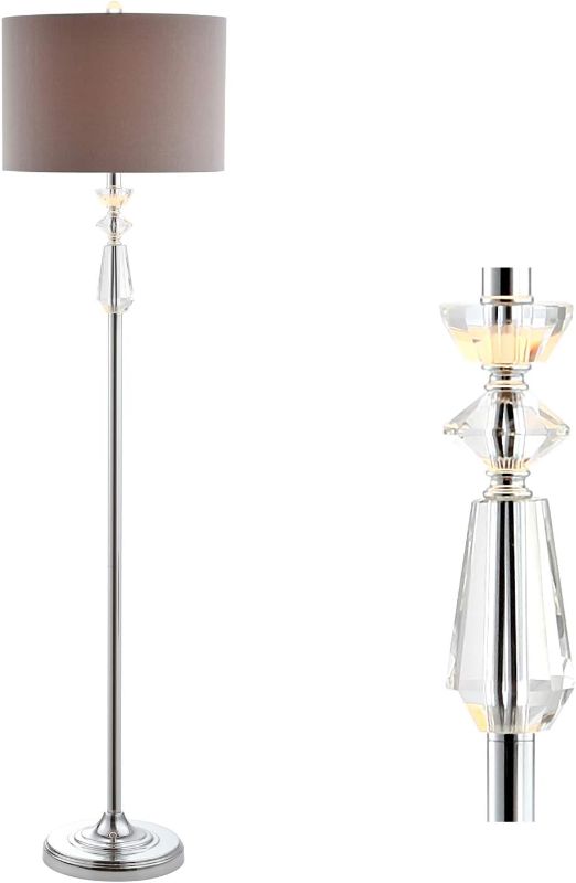 Photo 1 of **UNABLE TO TEST**
JONATHAN Y JYL2027A Layla 59.5" Crystal/Metal LED Floor Lamp Contemporary Clear/ChromeWithGrayShade