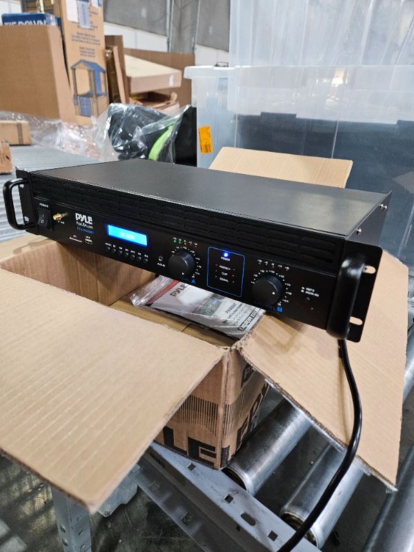 Photo 2 of **UNABLE TO FULLY TEST - TURNS ON**
Pyle Professional Audio Bluetooth Power Amplifier - 2-Channel Rack Mount Bridgeable 1000 Watt - Pyle PTA1000