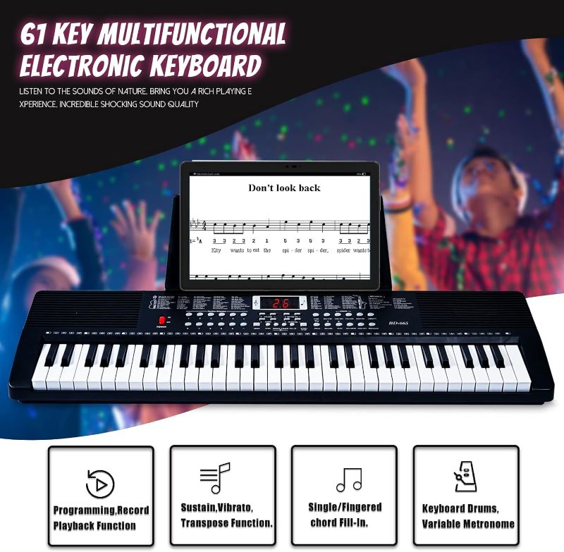 Photo 1 of (NON-REFUNDABLE) 61 Key Keyboard Piano for Beginner Electric Piano Keyboard Set w/Music Stand