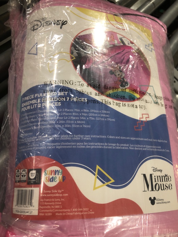 Photo 3 of ***USED***Disney Minnie Mouse Full Comforter Set - 7 Piece Kids Bedding includes Comforter, Sheets & Pillow Cover - Super Soft Rainbow Dots Microfiber Bed Set Pink - Minnie Mouse Full