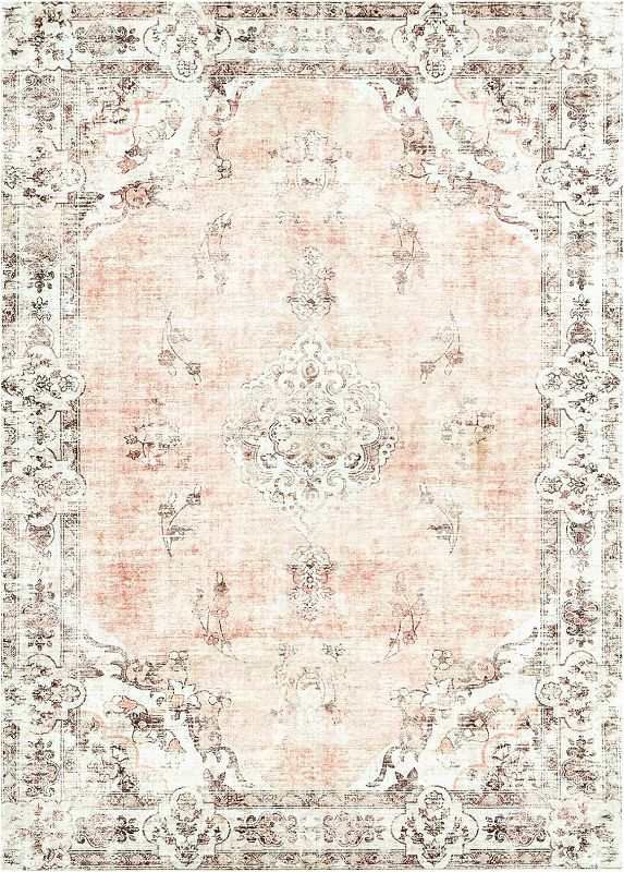 Photo 1 of *****STOCK PHOTO FOR REFERENCE*****
Area Rug 5 X7 Washable Rug for Bedroom Floral Distressed Carpet Vintage Rug Indoor Floor Cover Lightweight Thin Rug Non Slip Rug for Living Room Dining Room, Taupe, 5"X7"