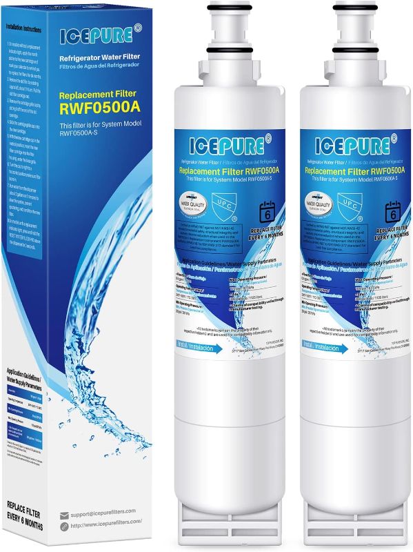 Photo 1 of **NON-REFUNDABLE**ICEPURE 4396508 Replacement for Whirlpool 4396510, EDR5RXD1, PNL240V, 4396508p, 4396547, 4392857,LC400V, WF-NLC240V,46-9010, Everydrop Filter 5 Refrigerator Water Filter,2PACK