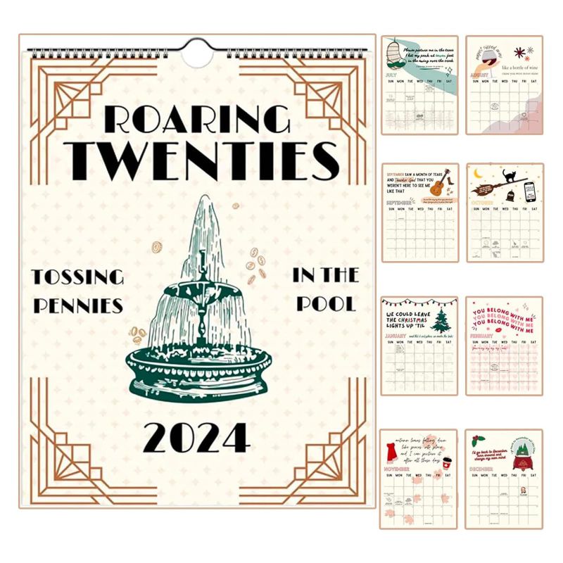 Photo 1 of 2024 Roaring Twenties Calendar Wall Calendar, 2024 Lyric Calendar TS Roaring Twenties Taylor Calendar, 2024 TS Lyrics Calendar, 12 Monthly Calendar Planner, Music Lover Gifts,(Aimeryup-1220) 3 PACK