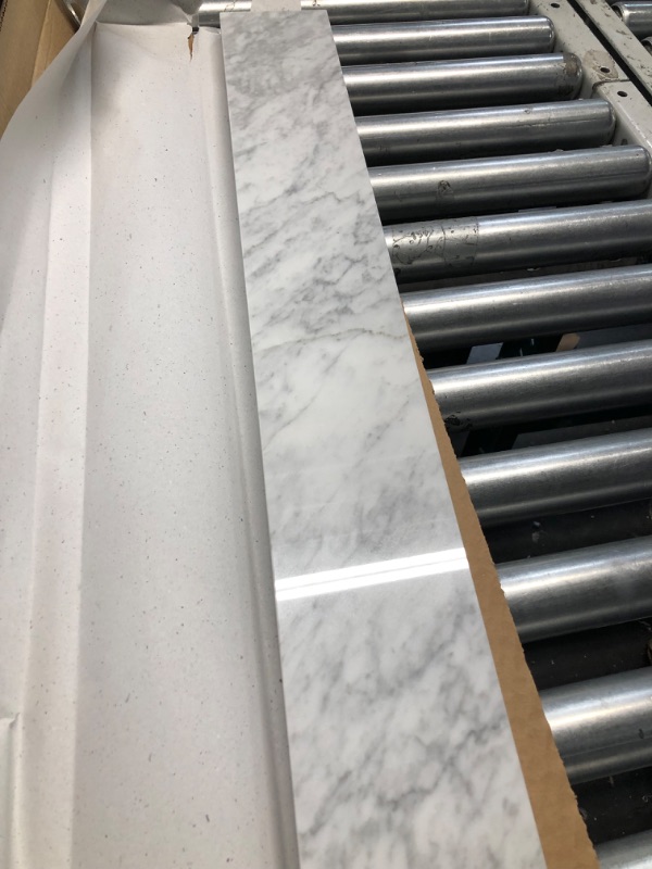 Photo 3 of White Carrara Marble Shower Curb Top for Schluter Kerdi Board, Tile Redi Shower Pan System, Backsplash, Marble Jambs 3 ft long     36x4inches