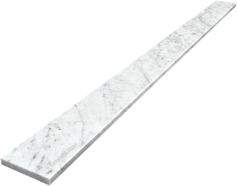 Photo 1 of White Carrara Marble Shower Curb Top for Schluter Kerdi Board, Tile Redi Shower Pan System, Backsplash, Marble Jambs 3 ft long     36x4inches