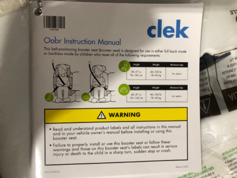 Photo 1 of **USED READ NOTES**Clek Oobr Booster Car Seat · Snow