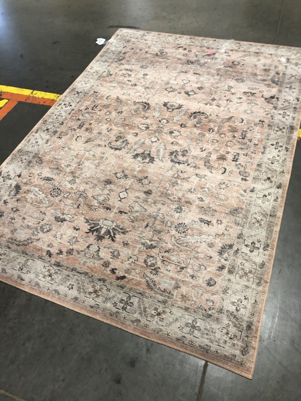 Photo 1 of ***STOCK PHOTO*** 5x7 Area Rugs for Living Room, Machine Washable Non Slip Vintage Rugs, Low Pile Lightweight Chenille Print Rug for Bedroom, Dining Room, Home Office, Light Taupe Brown Taupe 5X7