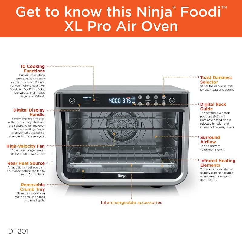 Photo 5 of (NON-REFUNDABLE) Ninja DT201 Foodi 10-in-1 XL Pro Air Fry Digital Countertop Convection Toaster Oven