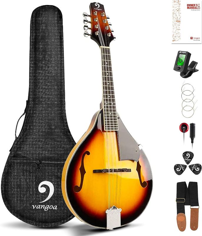 Photo 1 of  Vangoa A Style Mandolin Musical Instrument Sunburst, 8 String Acoustic Mandolin 