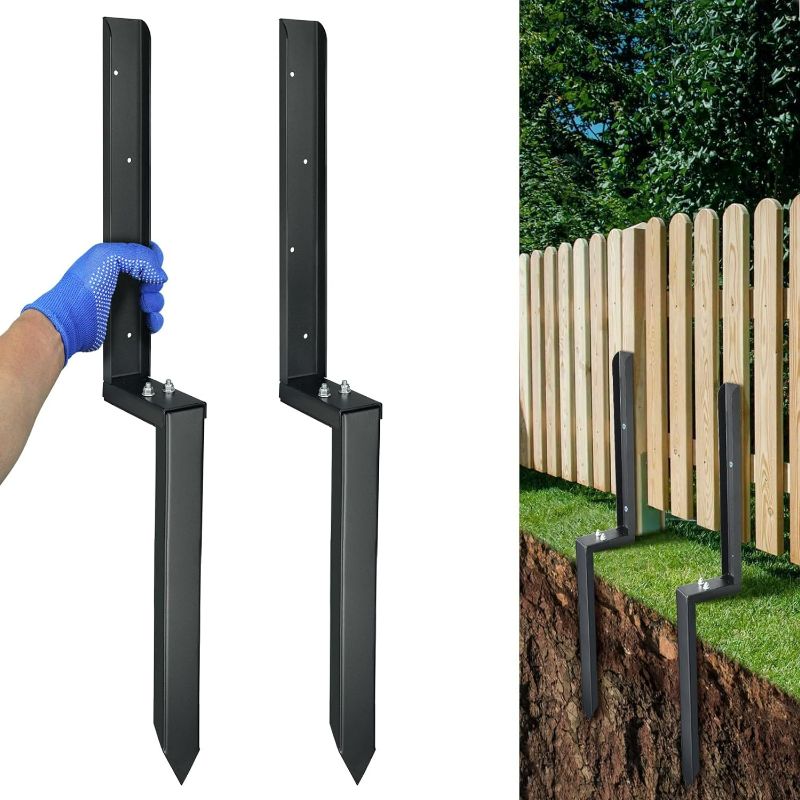 Photo 1 of (NON-REFUNDABLE) Heavy Duty Steel Fence Post Repair Kit, 32 Inch Long Fence Post Anchor Ground Stakes for Repair Tilted/Broken Wood Fence Post (6 Sets)