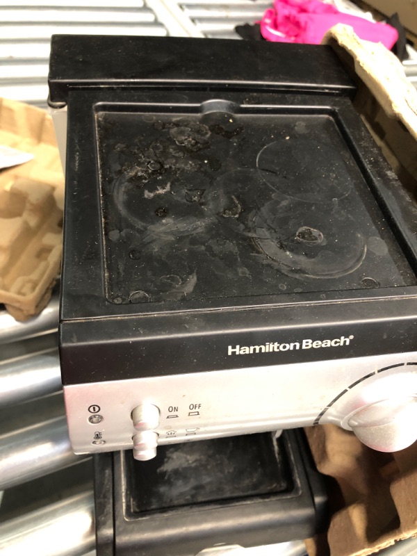 Photo 1 of ****NON REFUNDABLE NO RETURNS SOLD AS IS***PARTS ONLY**
**USED, DIRTY** Hamilton Beach 15 Bar Espresso Machine, Cappuccino, Mocha, & Latte Maker, with Milk Frother, Make 2 Cups Simultaneously, Works with Pods or Ground Coffee, 50 oz. Water Reservoir, Blac