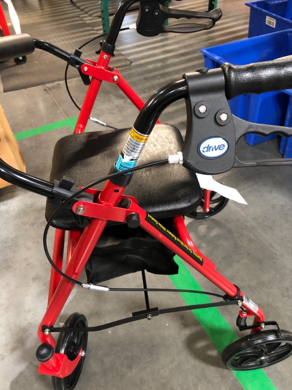 Photo 1 of (see all images) Drive Medical Four Wheel Walker Rollator with Fold up Removable Back Support, Red

