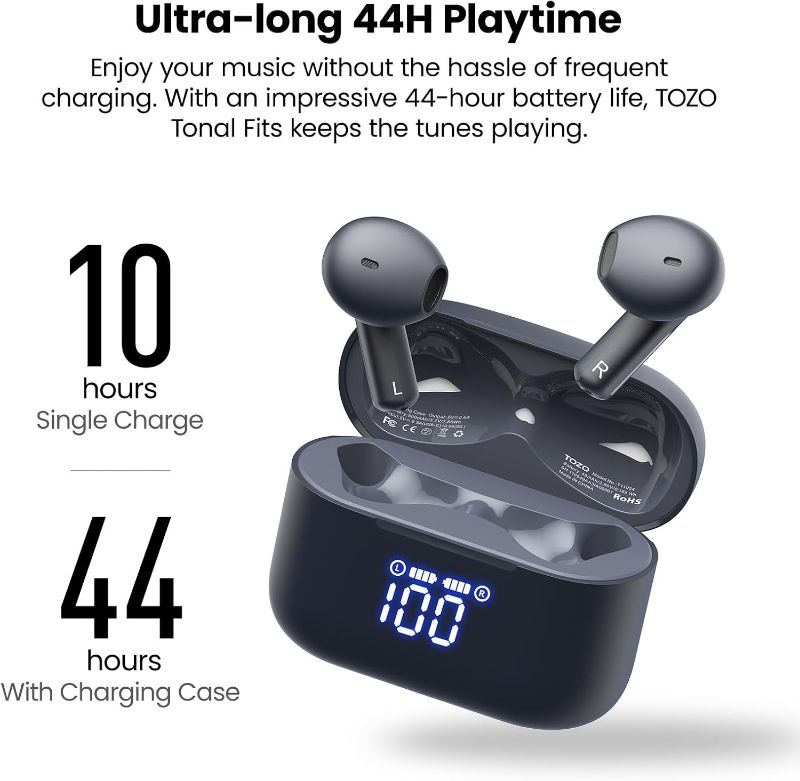 Photo 1 of ***STOCK PHOTO REFERENCE ONLY***
Wireless Earbuds, 5.3 Bluetooth Headphone, Sem in Ear with Dual Mic Noise Cancelling, IPX8 Waterproof, 44H Playback Stereo Sound with Power Display Wireless Charging Case