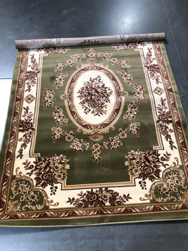 Photo 2 of **LIKE NEW
Well Woven Pastoral Medallion Green French Area Rug European Formal Traditional (5'3" x 7'3") Easy Clean Shed Free Modern Classic Thick Soft Plush Living Dining Room Area Rug