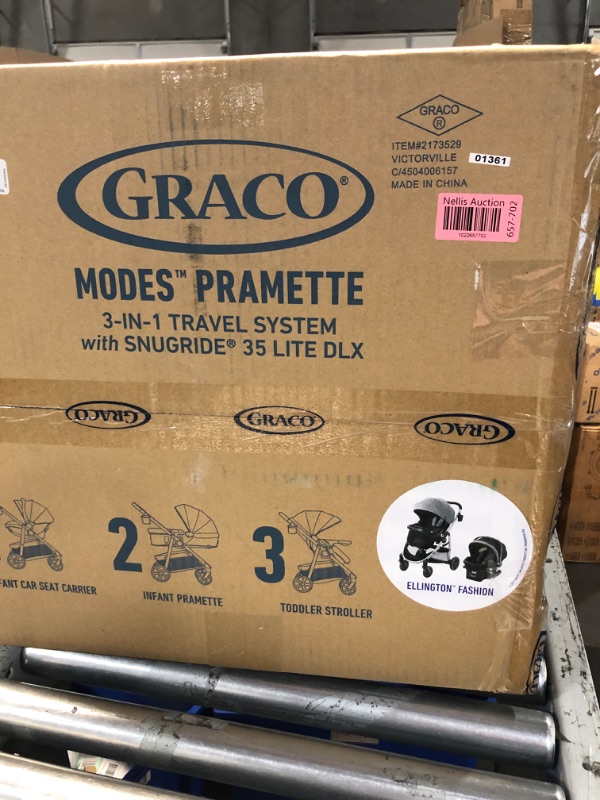 Photo 1 of *MF: 11/2022* Graco Modes Pramette Travel System, Includes Baby Stroller with True Pram Mode, Reversible Seat, One Hand Fold, Extra Storage, Child Tray and SnugRide 35 Infant Car Seat, Ellington Pramette Ellington