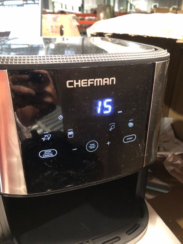 Photo 5 of [NONREFUNDABLE, FOR PARTS/ READ NOTES]
Chefman TurboFry® Touch Air Fryer, XL 8-Qt Family Size, One-Touch Digital Control Presets, French Fries, Chicken, Meat, Fish, Nonstick Dishwasher-Safe Parts, Automatic Shutoff, Stainless Steel 8 QT Air Fryer