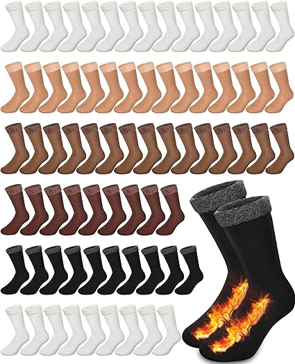 Photo 1 of 72 Pairs Thermal Socks Bulk Socks Thick Winter Socks Unisex One Size Socks for Men Women Homeless Care Package Medium Multicolor