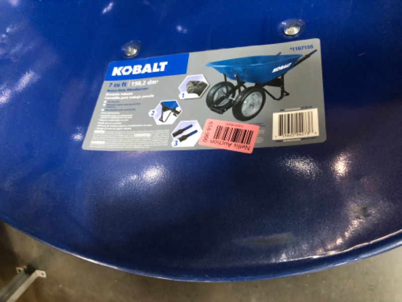 Photo 3 of [READ NOTES] MINOR DAMAGE***
Kobalt Steel Wheelbarrow with Flat Free Tire - Blue - 7 Cu ft - Each