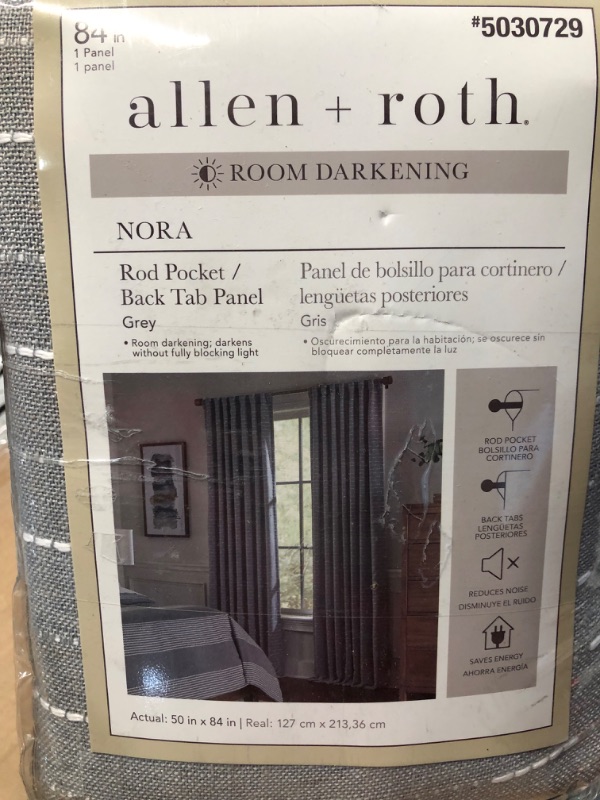 Photo 1 of **NON REFUNDABLE**
BUNDLE OF 2  allen + roth 84-in Grey Room Darkening Thermal Lined Back Tab Single Curtain Panel
