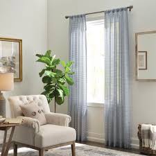 Photo 1 of allen + roth 84-in Navy Light Filtering Rod Pocket Single Curtain Panel (2Pack)
