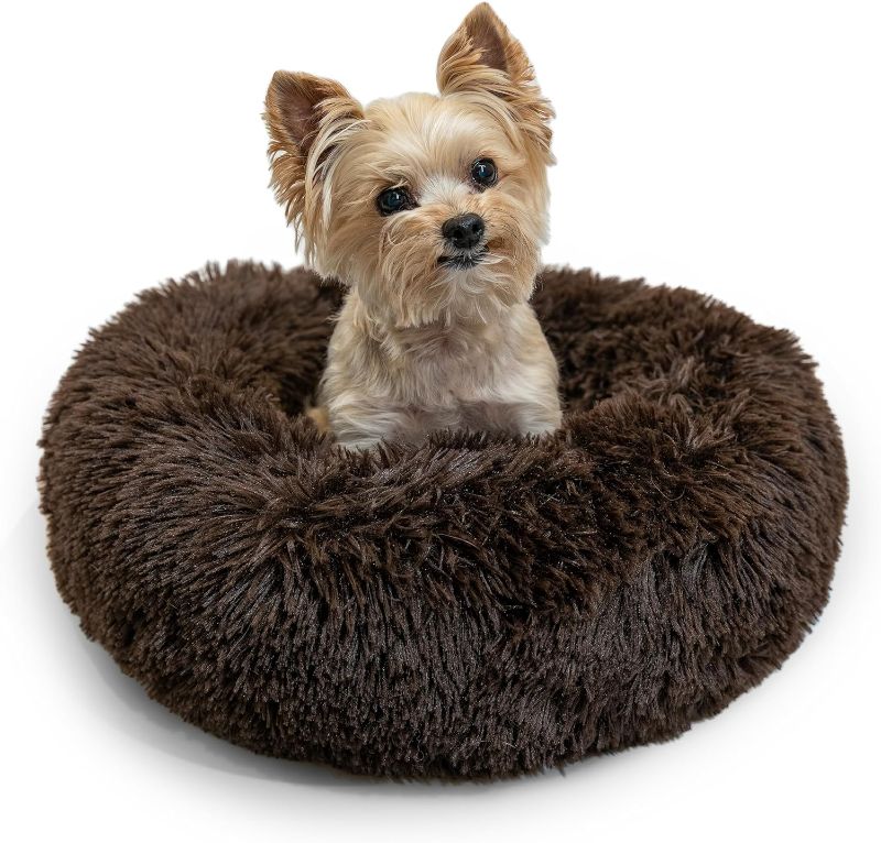 Photo 1 of Best Friends by Sheri The Original Calming Donut Cat and Dog Bed in Shag Fur Shag Dark Brown, Extra Small 18" SET OF 2