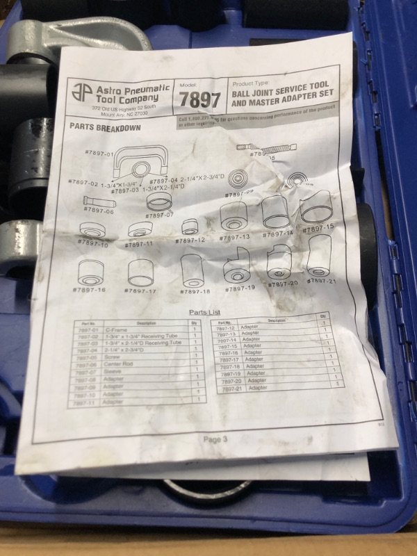 Photo 7 of Astro Pneumatic Tool 7897 21Pc Ball Joint Service Tool and Master Adapter Set