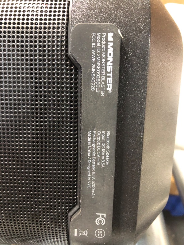 Photo 1 of **PARTS ONLY READ NOTES**Monster Blaster 3.0 Portable Speaker, 120W Wireless Bluetooth, IPX5 Rechargeable Waterproof with USB Charge Out & Aux Input Black Blaster 3.0