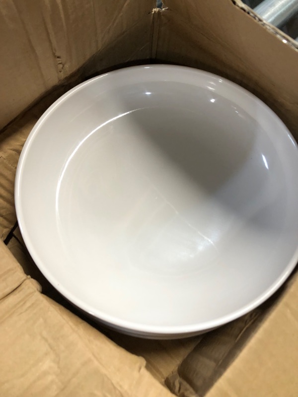 Photo 2 of Fasmov Melamine Pasta Bowls, 6 Pack 9 inches 30 Oz Large Salad Serving Bowls, Shallow Salad Bowls, Plastic Dinner Deep Plates, Dishwasher Safe, White