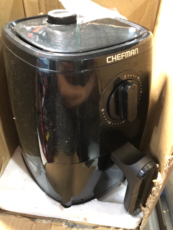 Photo 2 of Chefman TurboFry 2-Quart Air Fryer, Dishwasher Safe Basket & Tray, Use Little to No Oil For Healthy Food, 60 Minute Timer, Fry Healthier Meals Fast, Heat And Power Indicator Light, Temp Control, Black 2 Quart Black