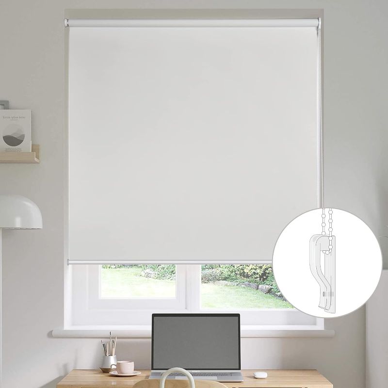 Photo 1 of CUCRAF Roller Shades for Windows, 100% Blackout Roller Window Shades for Home, Thermal Insulated Roller Blinds for Doors Bedroom Office, Sun Blocking, Easy to Install, Off White, 35" W x 75" H