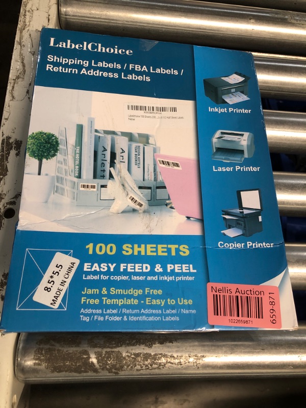 Photo 2 of 00 Sheets 200 Labels Half Sheet Self Adhesive Shipping Labels for Laser & Inkjet Printers, 8.5" x 5.5" Shipping Mailing Labels, 2 per Page Shipping Labels, 5 1/2 x 8 1/2 Half Sheet Labels