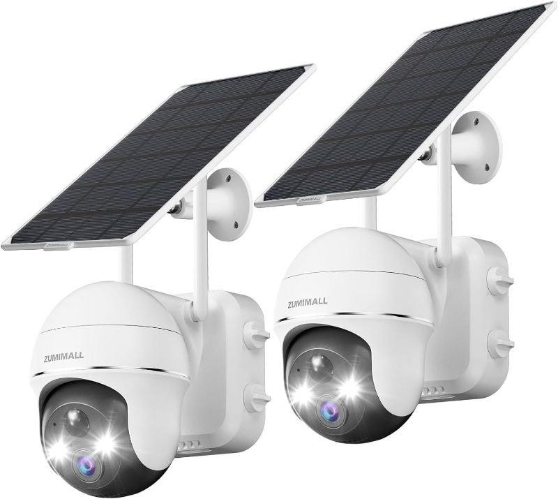 Photo 1 of *SEE NOTES/PICS* ZUMIMALL Security Cameras Wireless Outdoor - 2 Packs, 360° PTZ Outdoor Camera Wireless Solar Powered