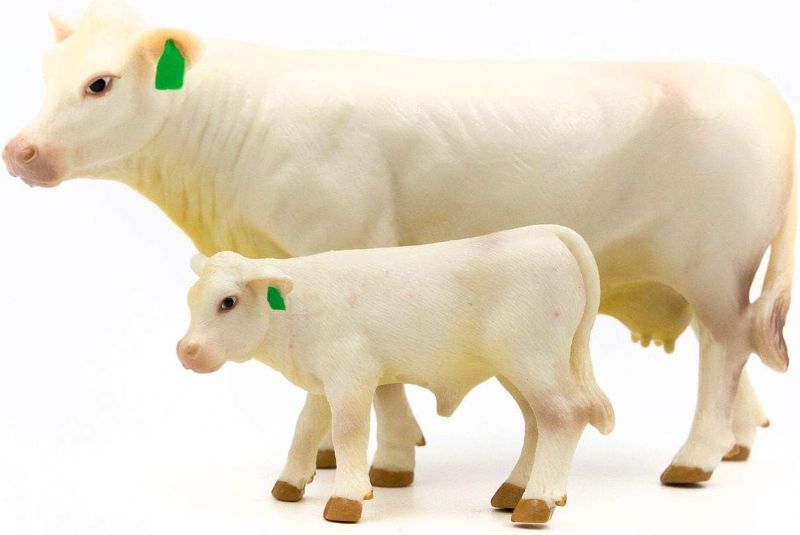 Photo 1 of Buster Toys Charolais Cow and Calf Toys -- Farm Animal Toys Set Bundle