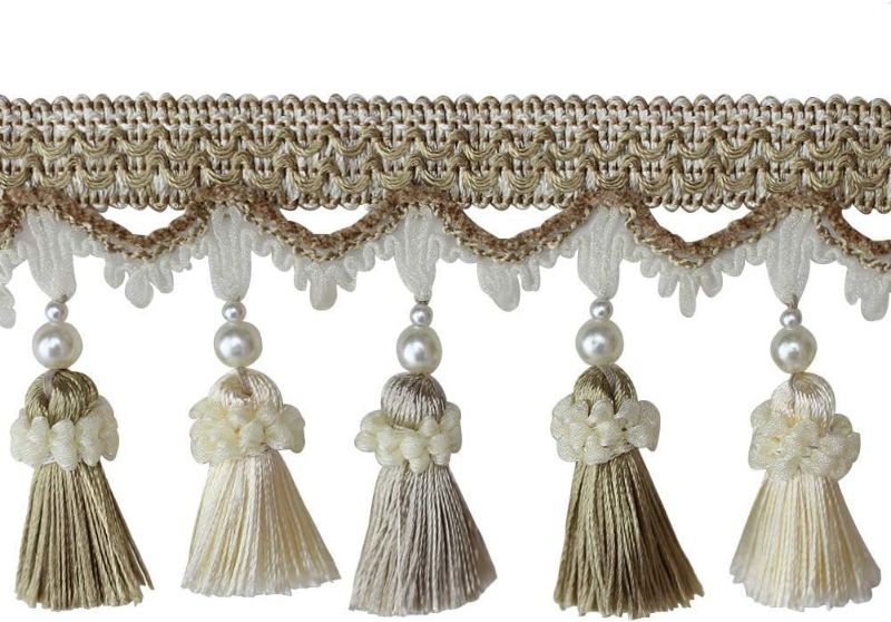 Photo 1 of BEL AVENIR Tassel Fringe Trim Luxury Beaded Tassel Fringing Trimmings - Beige