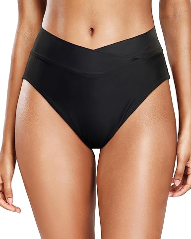 Photo 1 of Holipick High Waisted Bikini Bottoms for Women V Cut Crossover Bathing Suit Bottoms High Leg Swimsuit Bottom (SIZE MEDIUM)