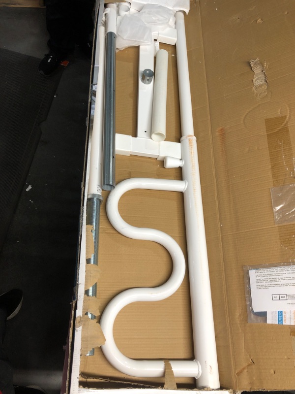 Photo 2 of Stander Security Pole and Curve Grab Bar, Elderly Tension Mounted Floor to Ceiling Transfer Pole, Bathroom Safety Assist and Stability Rail, Iceberg White