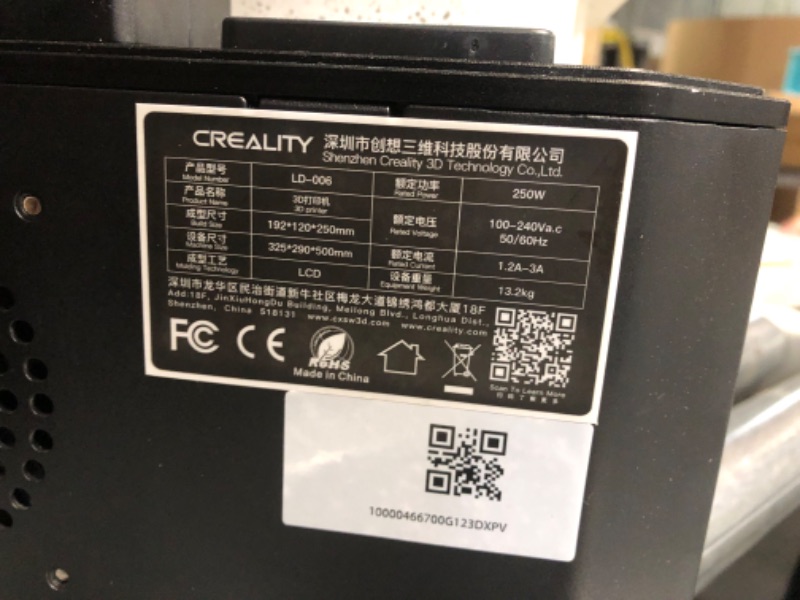 Photo 3 of Creality Resin 3D Printer LD-006 8.9 Inch Ultra 4K Monochrome LCD Upgraded UV Resin Photocuring Printer with Fast and Precise Printing Print Size of 7.55×4.72×9.84 Inch