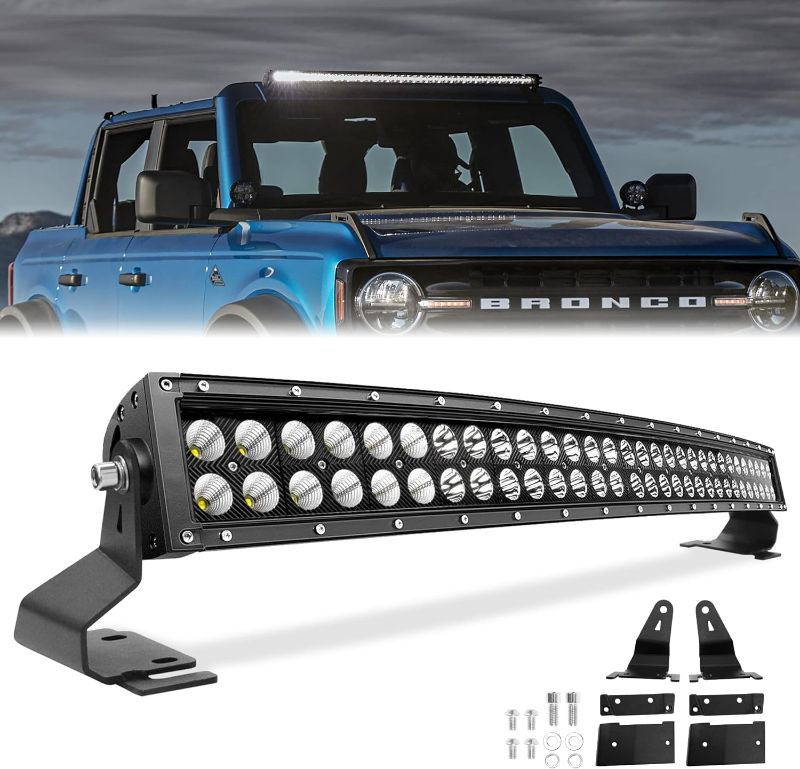 Photo 1 of Xyuee 42Inch Curved LED Roof Light Bar Kit - Mounting Bracket Compatible with Ford Bronco 2021 2022 2023 2/4Door & 9-30V 240W 24000LM Flood Spot Combo Beam IP68 Waterproof Off Road Driving Work Light