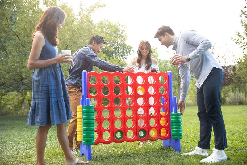 Photo 4 of **MISSING RED END CAP AND SCREWS UNKNOWN IF MISSING MORE PARTS** Giant Connect Four Jumbo Yard Game, Backyard Floor Games Activity for Adults  