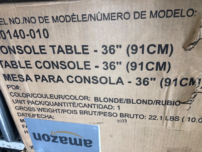 Photo 1 of Plank+Beam Solid Wood Console Table with Storage, 36”, Sofa Table with Shelf, Narrow  