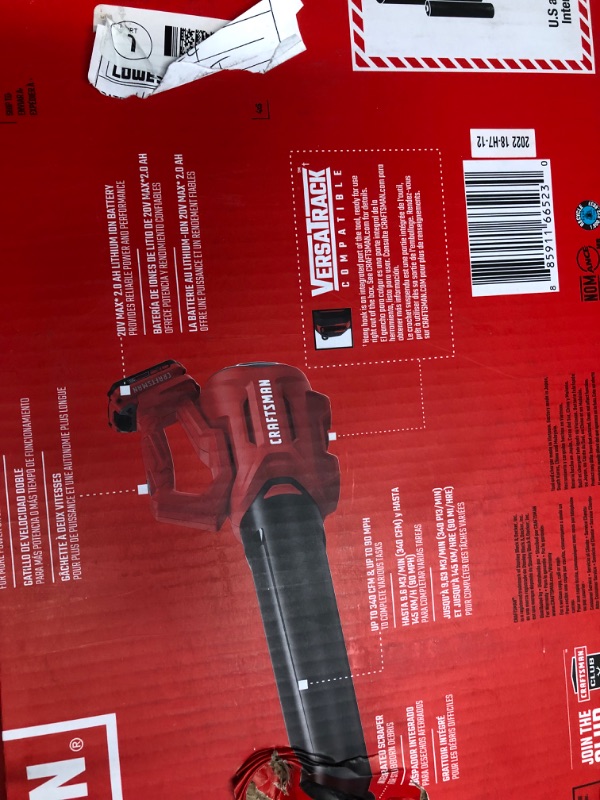 Photo 5 of **READ NOTES**CRAFTSMAN 20V MAX* Axial Leaf Blower Kit (CMCBL700D1) w/ Cordless Starter Kit