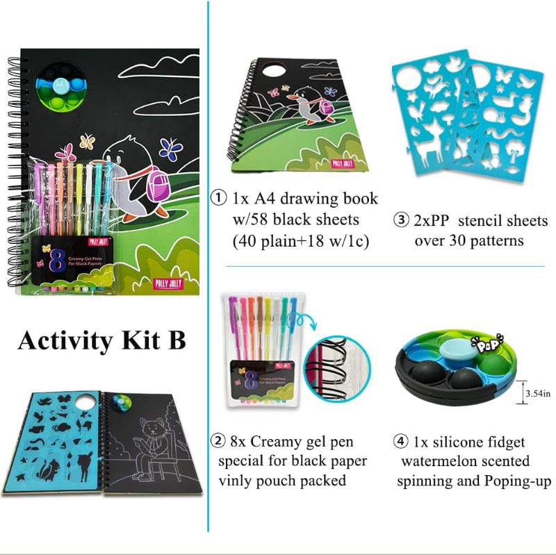 Photo 1 of Polly Jolly Kids' Drawing Kits, Spiral Notebook, Fidget Notebook and Large Drawing Book Set for Kids 8-12