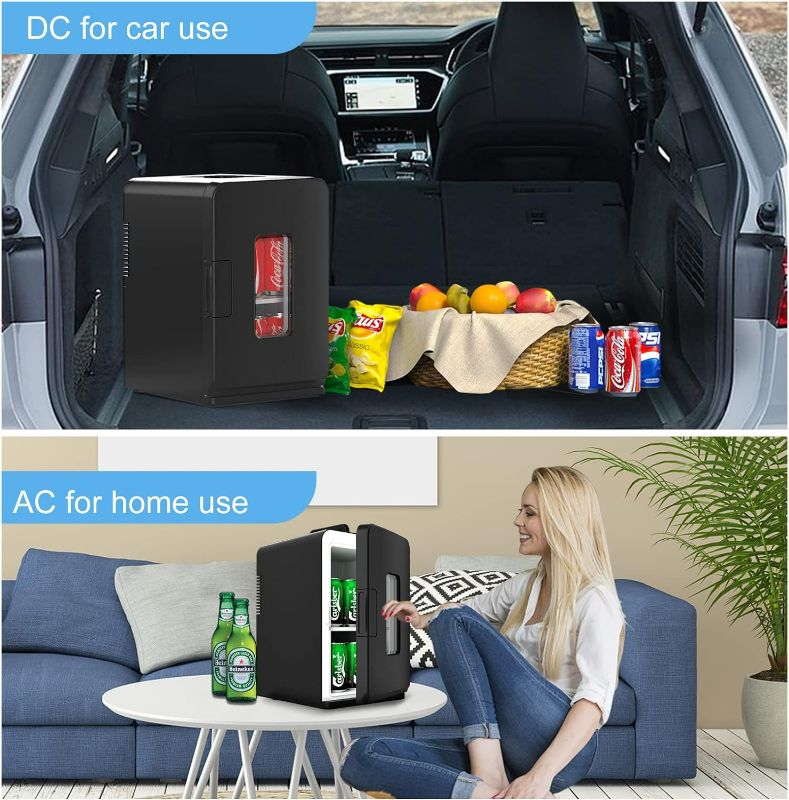 Photo 5 of (NON-REFUNDABLE) 15 Liter/21 Cans Mini Fridge for Bedroom, 110V AC/12V DC Portable Skincare Fridge, Thermoelectric Cooler and Warmer Small Refrigerator for Makeup, Food, Drinks, Office and Car, Transparent Window